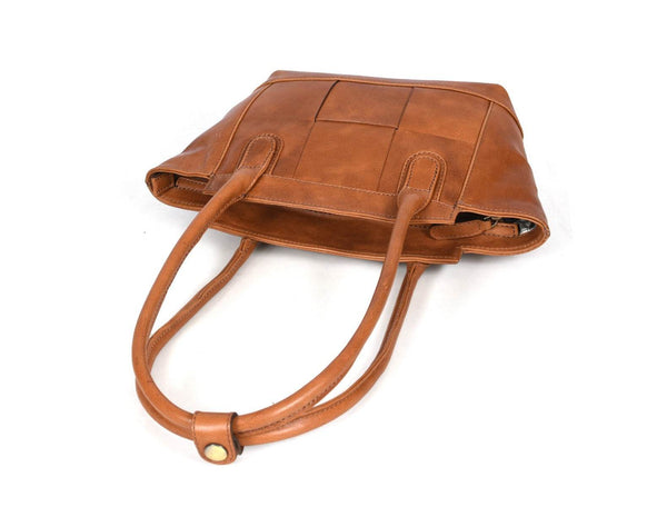 Ajo Leather Tote Bag - Caramel Brown - Aaron Leather Goods