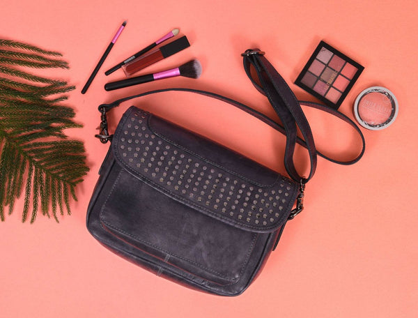 Caravaca Leather Crossbody Bag - Spruce Blue - Aaron Leather Goods