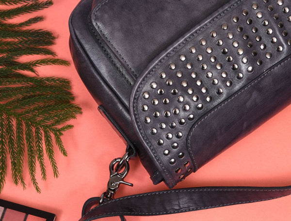 Caravaca Leather Crossbody Bag - Spruce Blue - Aaron Leather Goods