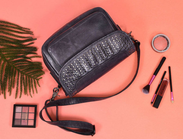 Caravaca Leather Crossbody Bag - Spruce Blue - Aaron Leather Goods
