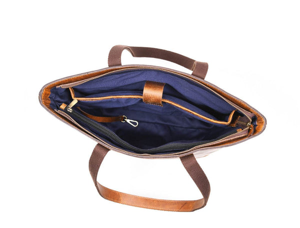 Mieres Travel Tote Bag – Chestnut - Aaron Leather Goods