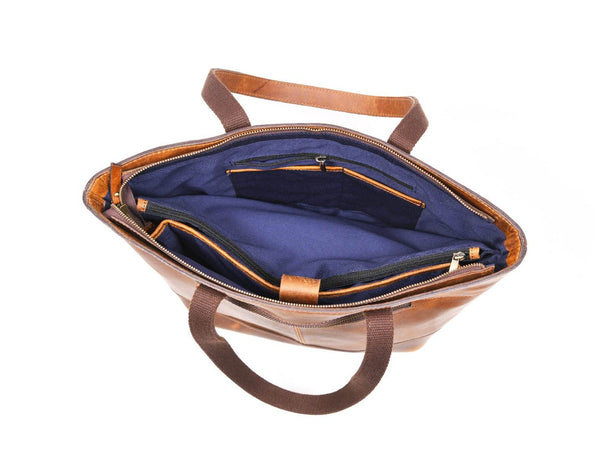 Mieres Travel Tote Bag – Chestnut - Aaron Leather Goods