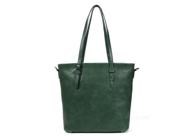 Abron Leather Tote Bag For Women- Green - Aaron Leather Goods