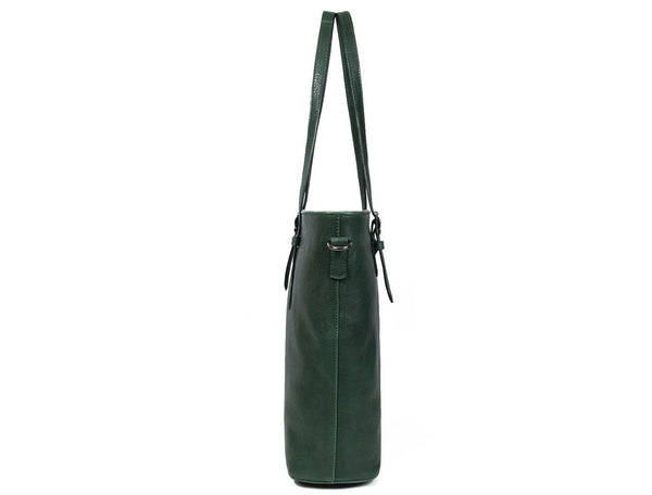 Abron Leather Tote Bag For Women- Green - Aaron Leather Goods