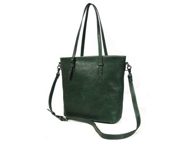 Abron Leather Tote Bag For Women- Green - Aaron Leather Goods