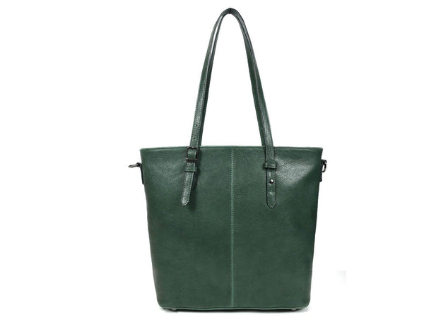 Abron Leather Tote Bag For Women- Green - Aaron Leather Goods