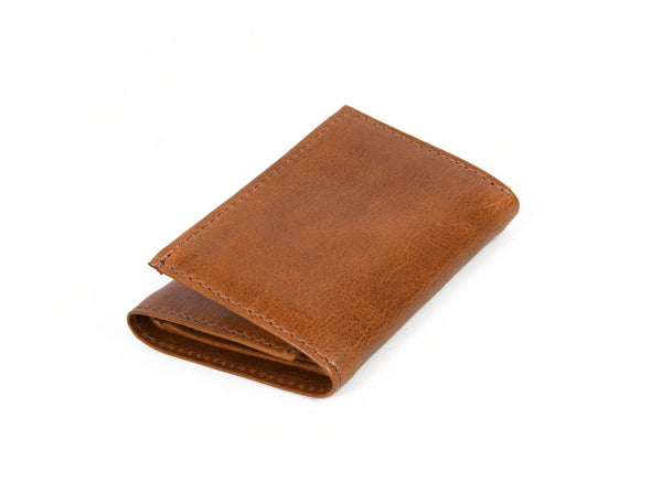 Fremont Leather Tri-fold Mens Wallet - Caramel - Aaron Leather Goods