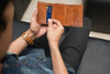 Fremont Leather Tri-fold Mens Wallet - Caramel - Aaron Leather Goods