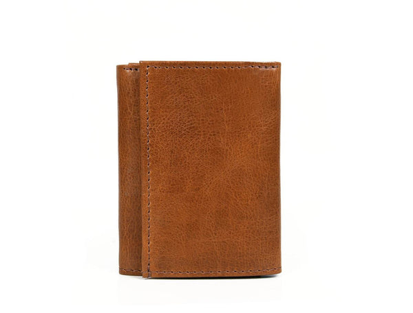 Fremont Leather Tri-fold Mens Wallet - Caramel - Aaron Leather Goods