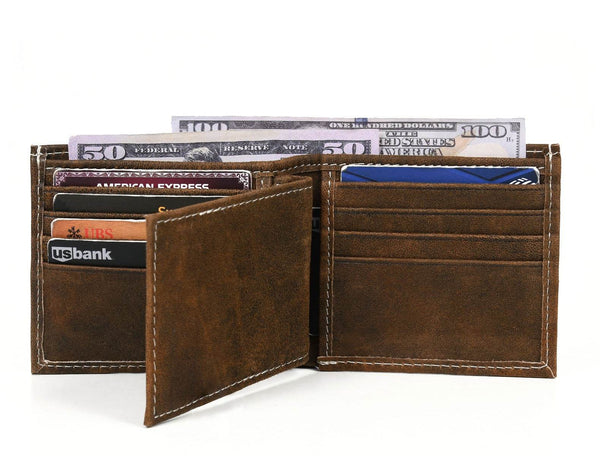 Cuenca Leather Bifold Mens Wallet - Cedar - Aaron Leather Goods
