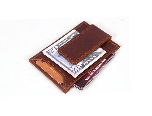 Sestao Leather Minimalist Money Clip Wallet - Merlot - Aaron Leather Goods