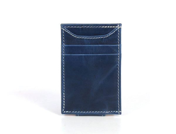 Sestao Leather Minimalist Money Clip Wallet - Royal Blue - Aaron Leather Goods
