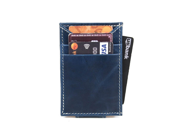 Sestao Leather Minimalist Money Clip Wallet - Royal Blue - Aaron Leather Goods