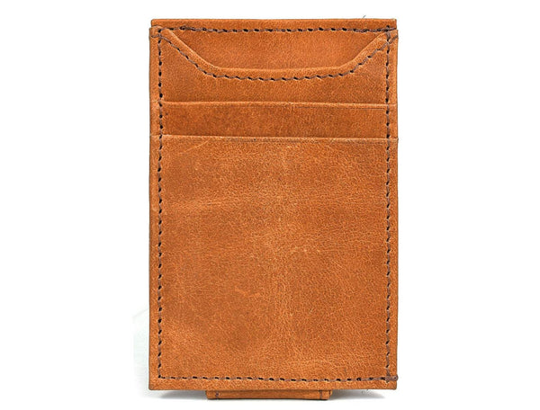 Sestao Leather Minimalist Money Clip Wallet - Cinnamon - Aaron Leather Goods