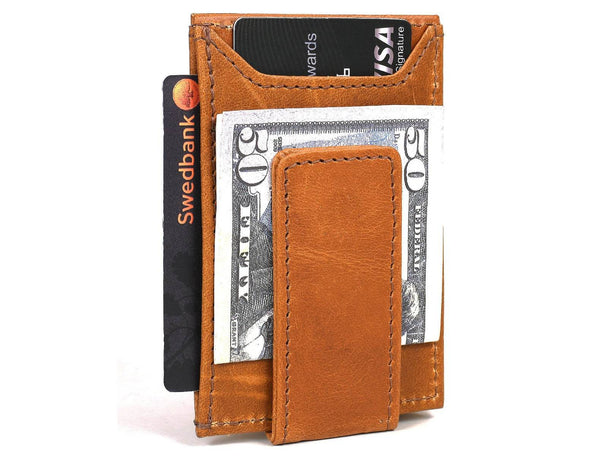 Sestao Leather Minimalist Money Clip Wallet - Cinnamon - Aaron Leather Goods