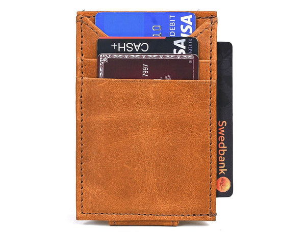 Sestao Leather Minimalist Money Clip Wallet - Cinnamon - Aaron Leather Goods