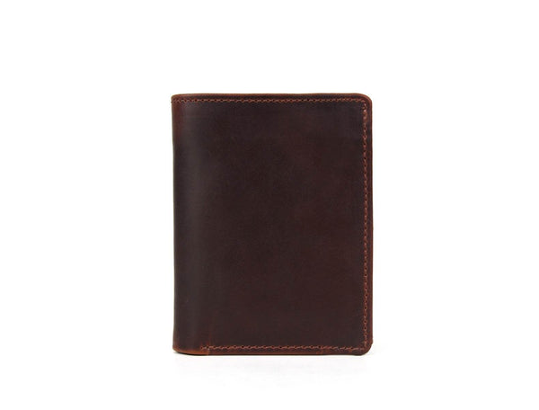 Fremont Leather Tri - fold Mens Wallet - Dark Brown - Aaron Leather Goods