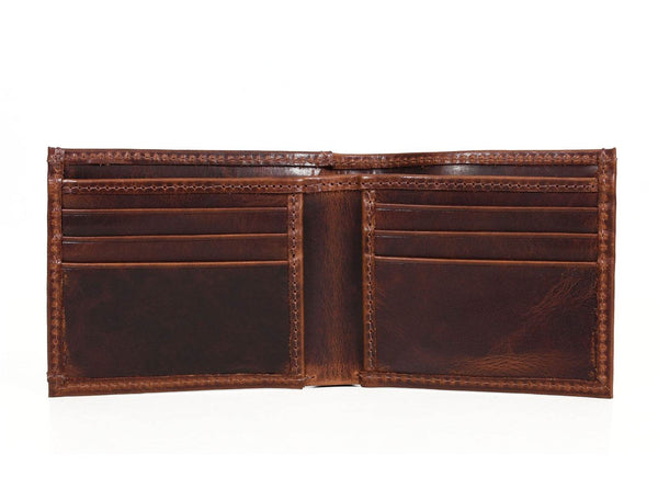 Wichita Leather Bi - fold Mens Wallet - Dark Brown - Aaron Leather Goods