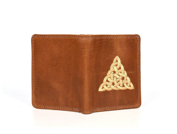 Toledo Leather Tri - fold Mens Wallet - Caramel - Aaron Leather Goods