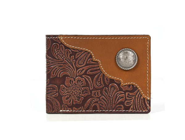 Wichita Leather Bi - fold Mens Wallet - Brown - Aaron Leather Goods