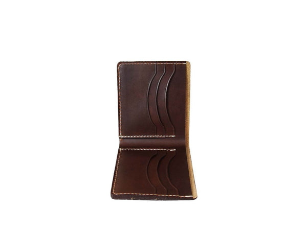 Paso Leather Bi - fold Mens Wallet - Dark Brown - Aaron Leather Goods