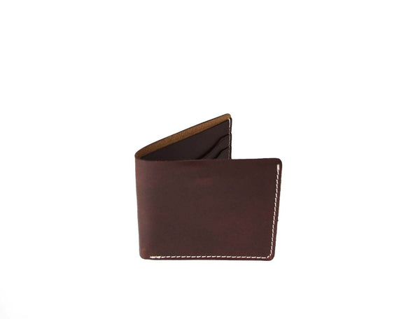 Paso Leather Bi - fold Mens Wallet - Dark Brown - Aaron Leather Goods