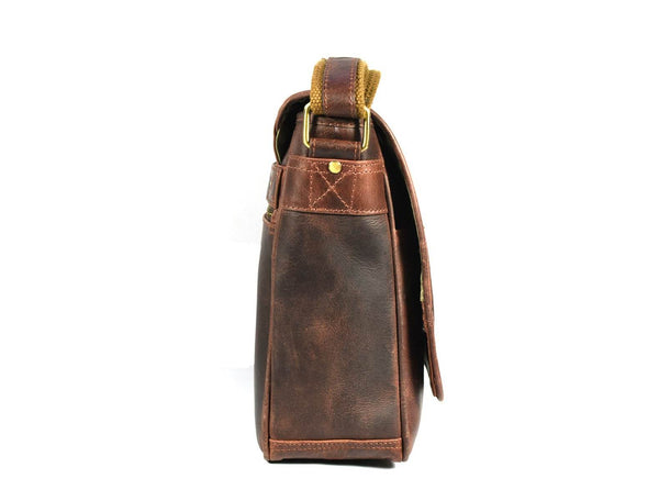 Boulder Leather Messenger Bag & Organizer Combo - Brown - Aaron Leather Goods