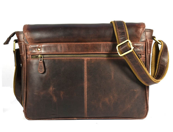 Boulder Leather Messenger Bag & Organizer Combo - Brown - Aaron Leather Goods