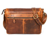 Savona Leather Messenger Bag - Caramel Brown - Aaron Leather Goods