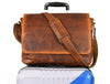Savona Leather Messenger Bag - Caramel Brown - Aaron Leather Goods