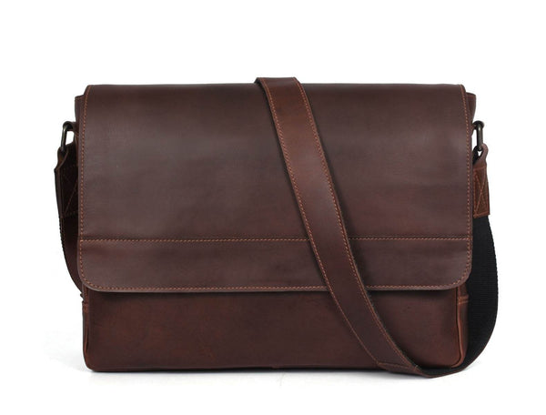 Boulder Leather Messenger Bag & Organizer Combo - Walnut - Aaron Leather Goods