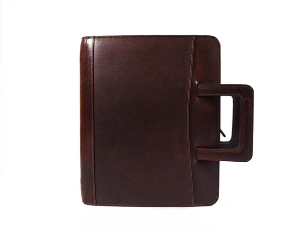 Aaron Leather Goods leather Briefcase & Organizer Combo- Brown - Aaron Leather Goods