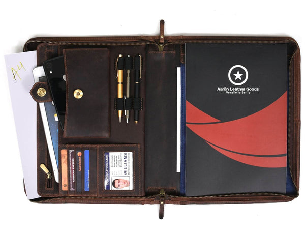 Boulder Leather Messenger Bag & Organizer Combo - Walnut - Aaron Leather Goods