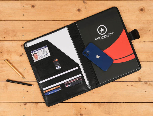 Marsala Leather Organizer - Black - Aaron Leather Goods