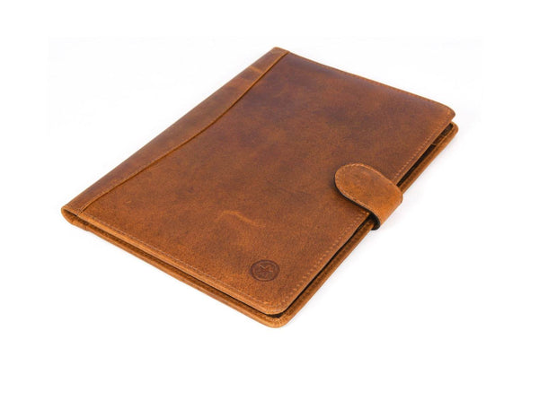 Aaron Leather Goods leather Briefcase & Organizer Combo- Brown - Aaron Leather Goods