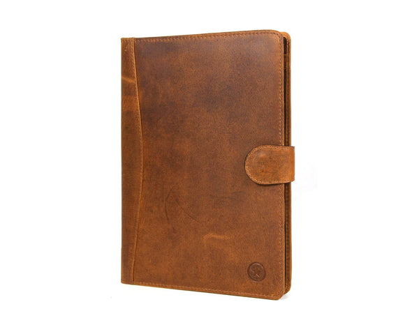 Aaron Leather Goods leather Briefcase & Organizer Combo- Brown - Aaron Leather Goods