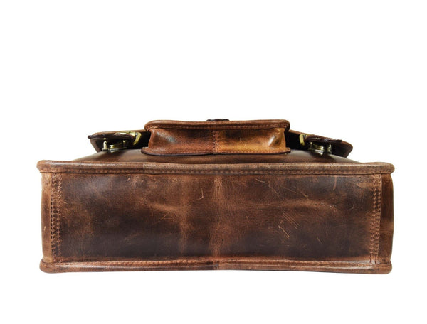 Ancona Leather Office Bag 15" - Dark Brown - Aaron Leather Goods