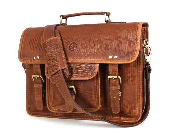 Aaron Leather Goods leather Briefcase & Organizer Combo - Aaron Leather Goods