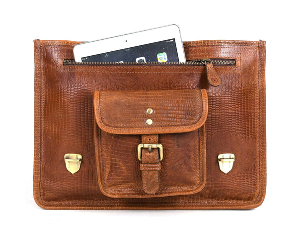 Ancona Leather Office Bag 15" - Gingerbread - Aaron Leather Goods