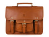 Aaron Leather Goods leather Briefcase & Organizer Combo- Brown - Aaron Leather Goods