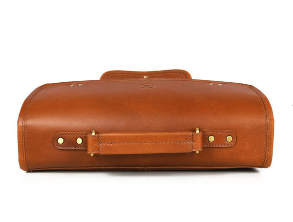Aaron Leather Goods leather Briefcase & Organizer Combo- Brown - Aaron Leather Goods