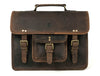 Aaron Leather Goods leather Briefcase & Organizer Combo- Brown - Aaron Leather Goods