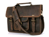 Aaron Leather Goods leather Briefcase & Organizer Combo- Brown - Aaron Leather Goods