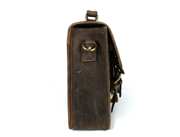 Aaron Leather Goods leather Briefcase & Organizer Combo- Brown - Aaron Leather Goods