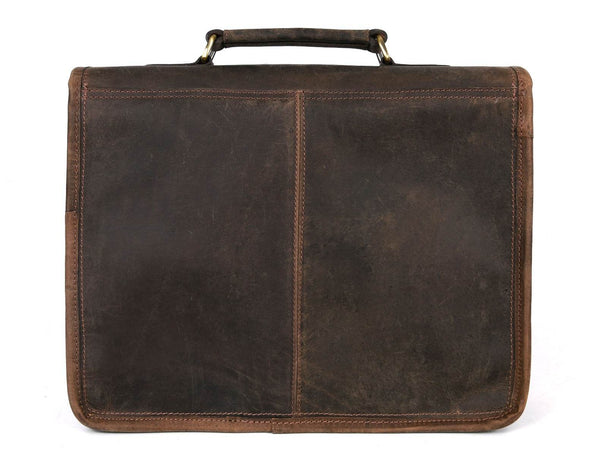 Aaron Leather Goods leather Briefcase & Organizer Combo- Brown - Aaron Leather Goods