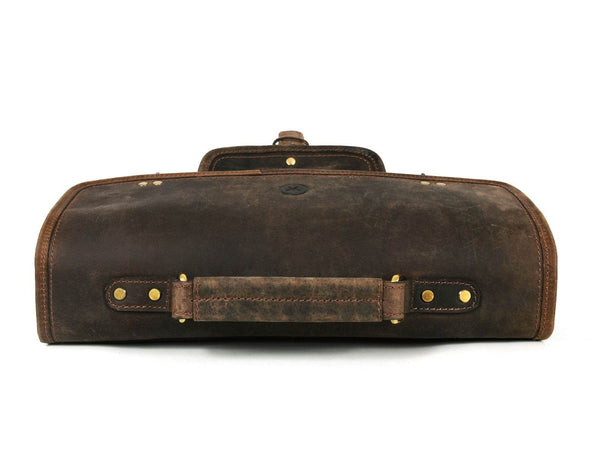 Aaron Leather Goods leather Briefcase & Organizer Combo- Brown - Aaron Leather Goods