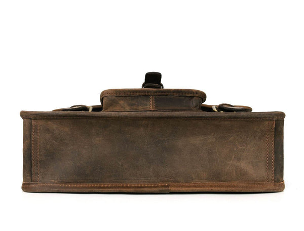 Aaron Leather Goods leather Briefcase & Organizer Combo- Brown - Aaron Leather Goods