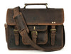 Aaron Leather Goods leather Briefcase & Organizer Combo- Brown - Aaron Leather Goods