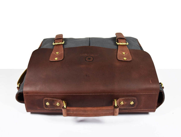 Prato Canvas Messenger Bag - Charcoal Grey - Aaron Leather Goods