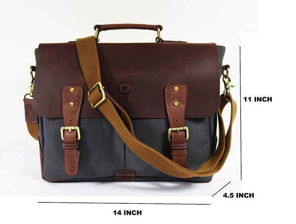 Prato Canvas Messenger Bag - Charcoal Grey - Aaron Leather Goods